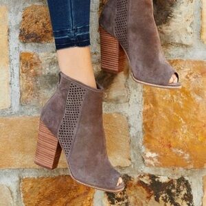 Gianni Bini Schools Out Suede Peep Toe Ankle Boot